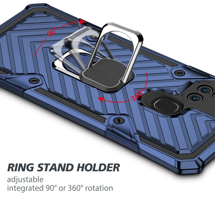 For Samsung Galaxy A21s Cool Armor PC + TPU Shockproof Case with 360 Degree Rotation Ring Holder