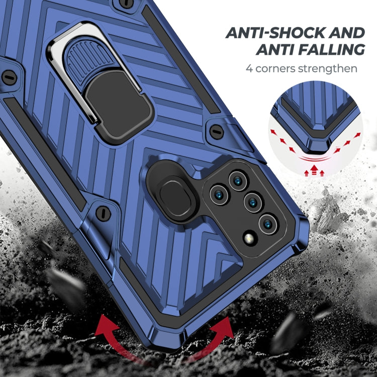 For Samsung Galaxy A21s Cool Armor PC + TPU Shockproof Case with 360 Degree Rotation Ring Holder