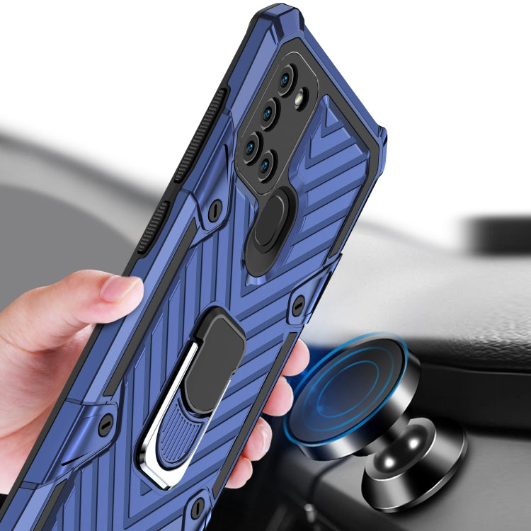 For Samsung Galaxy A21s Cool Armor PC + TPU Shockproof Case with 360 Degree Rotation Ring Holder