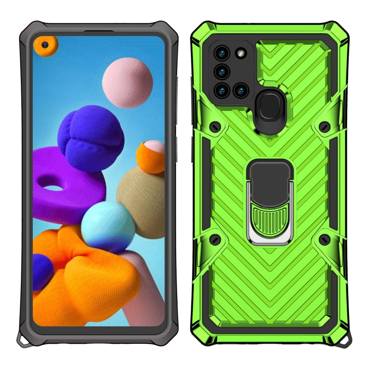 For Samsung Galaxy A21s Cool Armor PC + TPU Shockproof Case with 360 Degree Rotation Ring Holder
