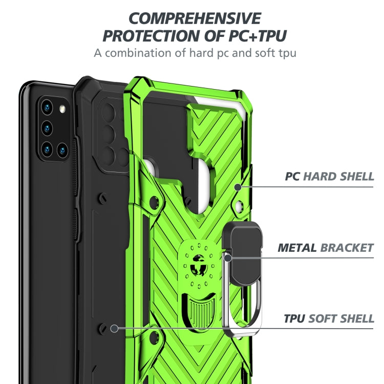 For Samsung Galaxy A21s Cool Armor PC + TPU Shockproof Case with 360 Degree Rotation Ring Holder