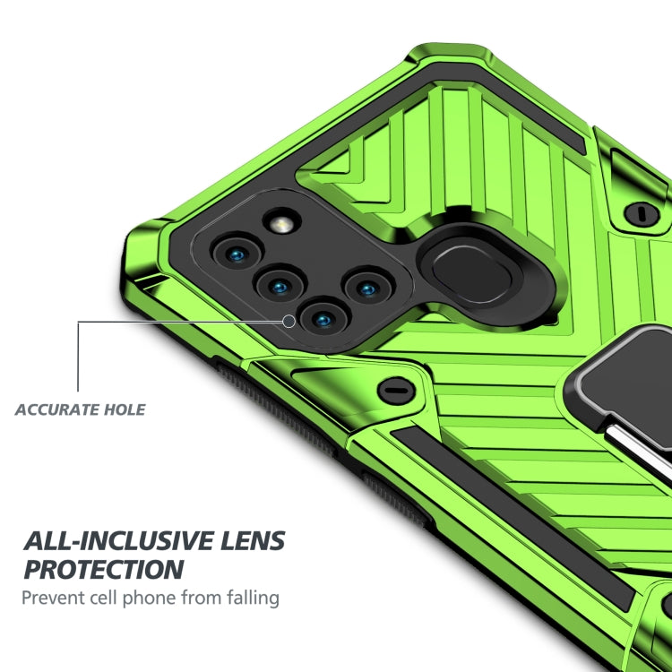 For Samsung Galaxy A21s Cool Armor PC + TPU Shockproof Case with 360 Degree Rotation Ring Holder