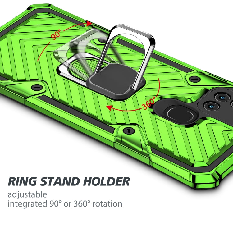 For Samsung Galaxy A21s Cool Armor PC + TPU Shockproof Case with 360 Degree Rotation Ring Holder