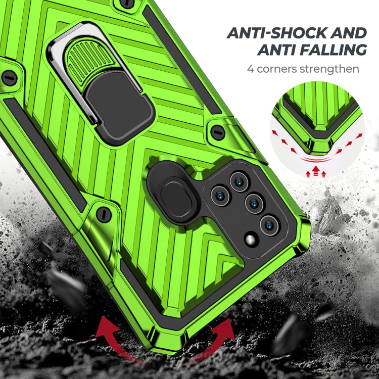 For Samsung Galaxy A21s Cool Armor PC + TPU Shockproof Case with 360 Degree Rotation Ring Holder