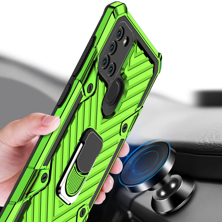 For Samsung Galaxy A21s Cool Armor PC + TPU Shockproof Case with 360 Degree Rotation Ring Holder