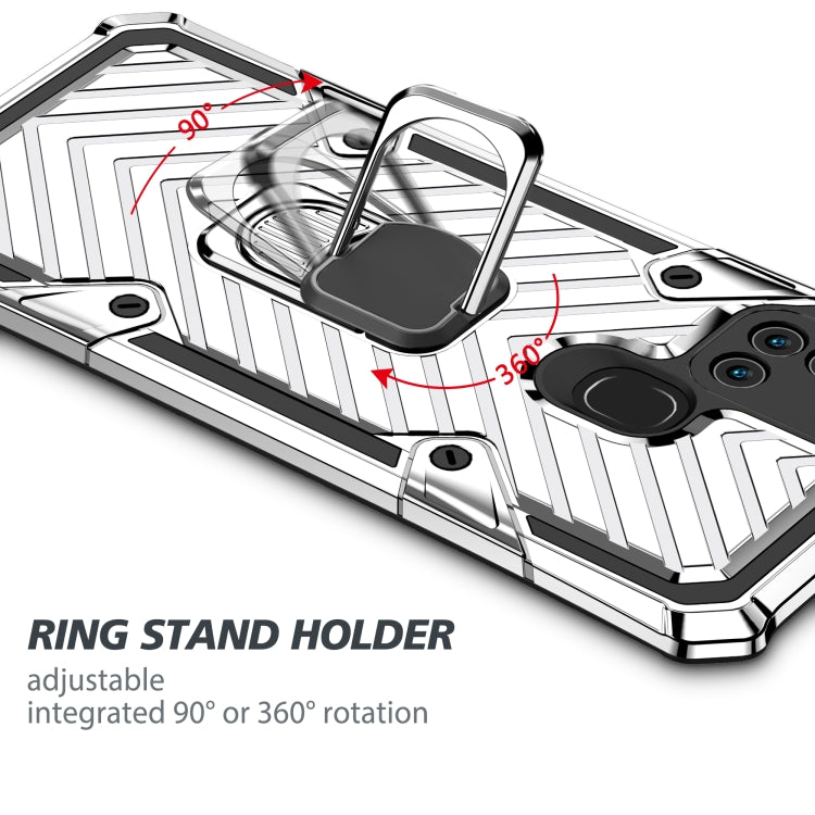 For Samsung Galaxy A21s Cool Armor PC + TPU Shockproof Case with 360 Degree Rotation Ring Holder
