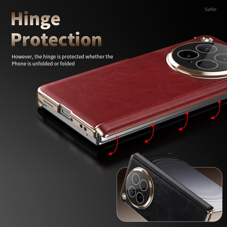 For OPPO Find N6 Foldable Magnetic Oil-Wax Texture Vegan Leather Phone Case