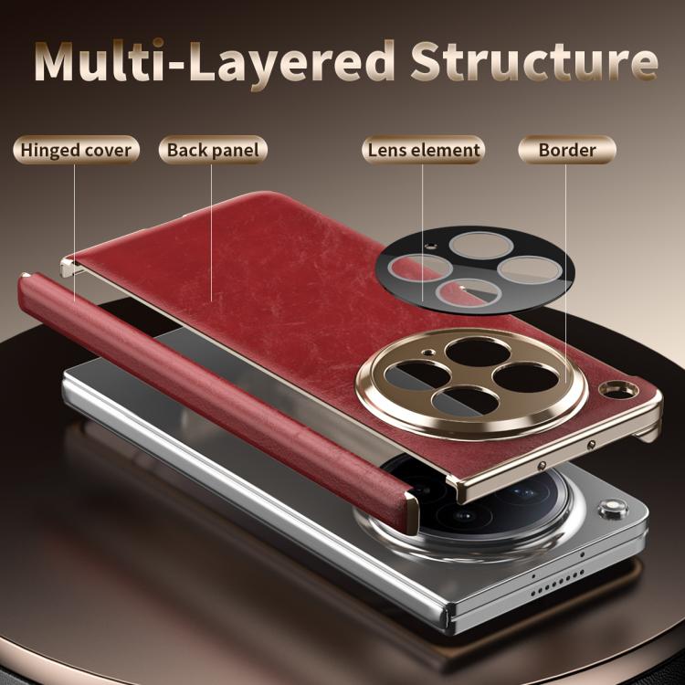 For OPPO Find N6 Foldable Magnetic Oil-Wax Texture Vegan Leather Phone Case