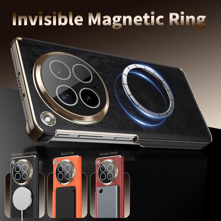 For OPPO Find N6 Foldable Magnetic Oil-Wax Texture Vegan Leather Phone Case