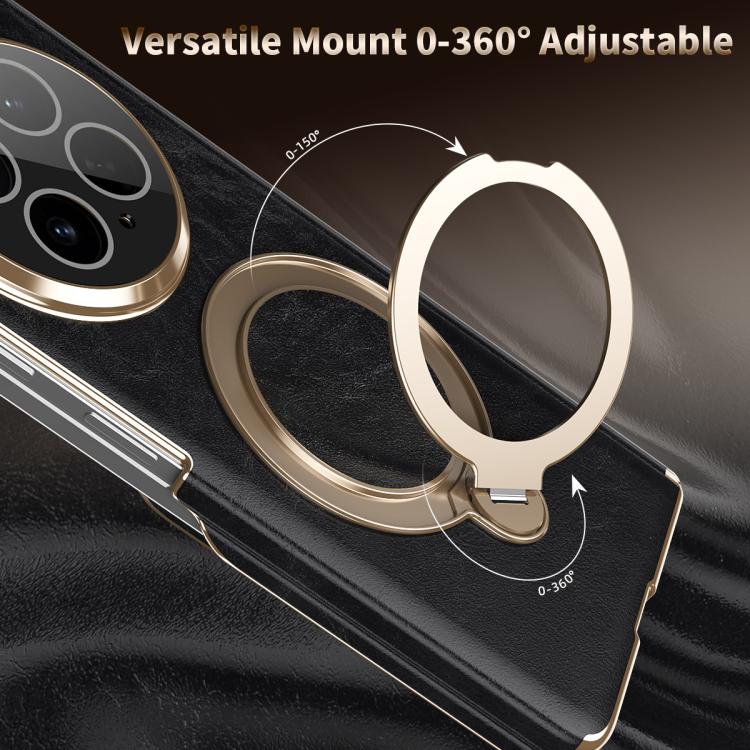 For OPPO Find N6 Foldable Magnetic Oil-Wax Texture Vegan Leather Phone Case with Holder