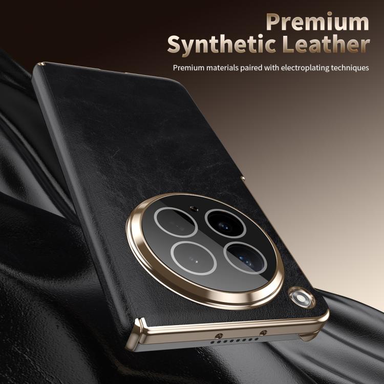 For OPPO Find N6 Foldable Magnetic Oil-Wax Texture Vegan Leather Phone Case with Holder