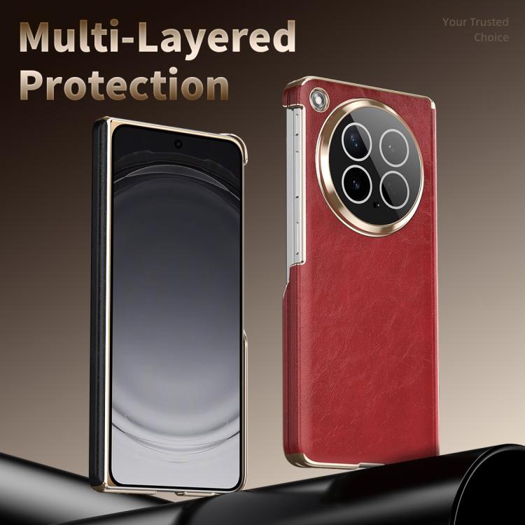 For OPPO Find N6 Foldable Magnetic Oil-Wax Texture Vegan Leather Phone Case with Holder