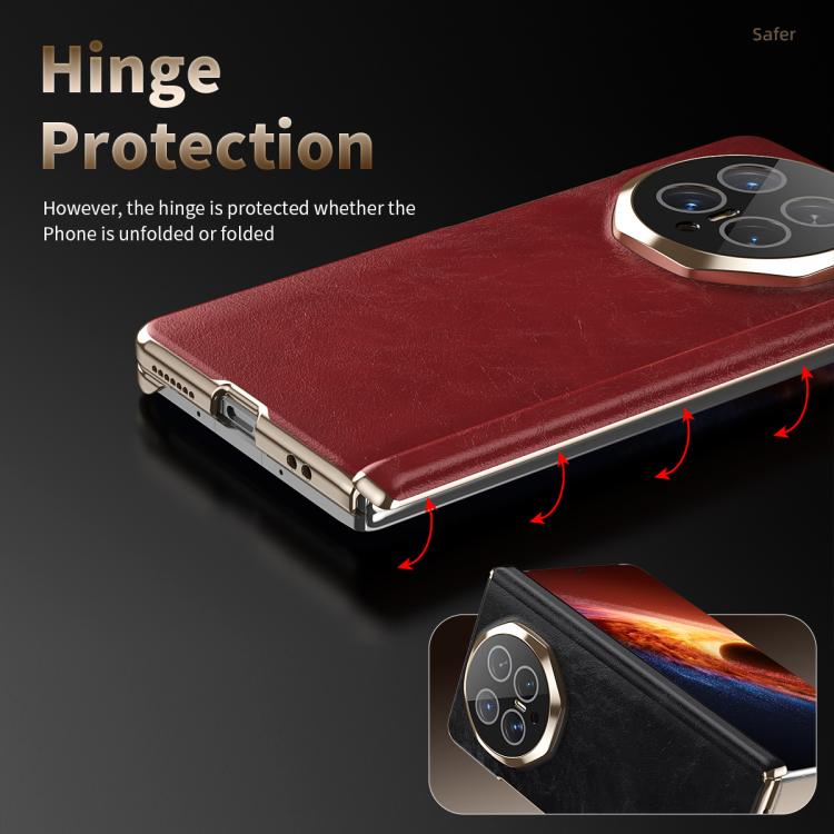 For Honor Magic V6 Foldable Magnetic Oil-Wax Texture Vegan Leather Phone Case