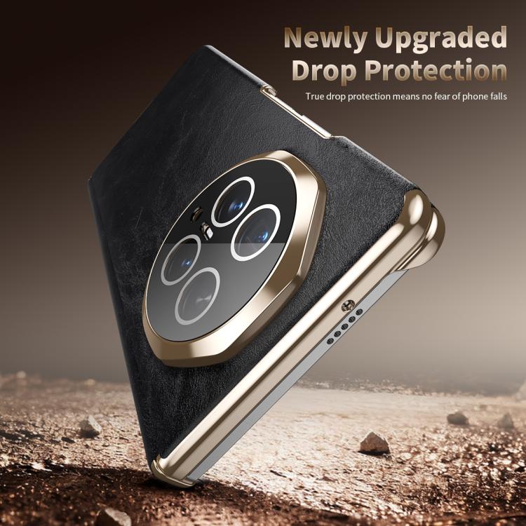 For Honor Magic V6 Foldable Magnetic Oil-Wax Texture Vegan Leather Phone Case