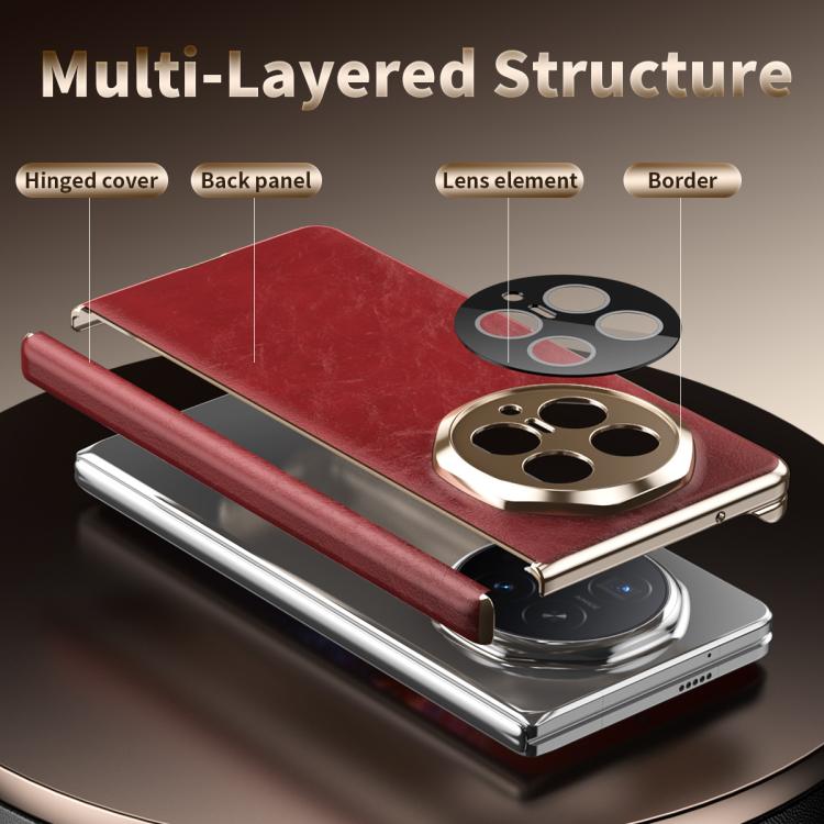 For Honor Magic V6 Foldable Magnetic Oil-Wax Texture Vegan Leather Phone Case