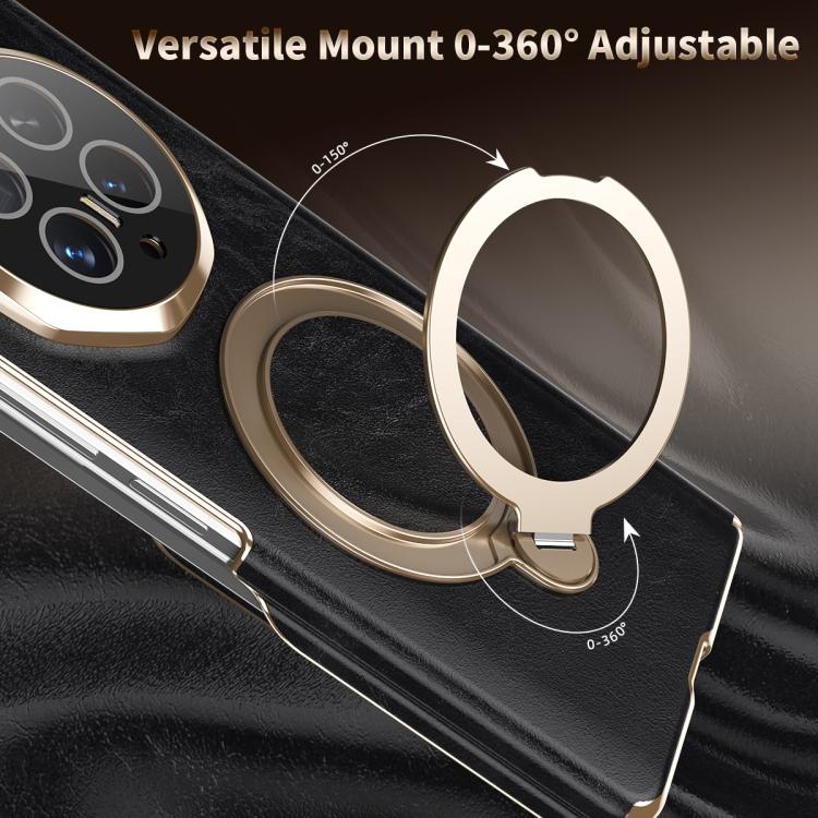 For Honor Magic V6 Foldable Magnetic Oil-Wax Texture Vegan Leather Phone Case with Holder