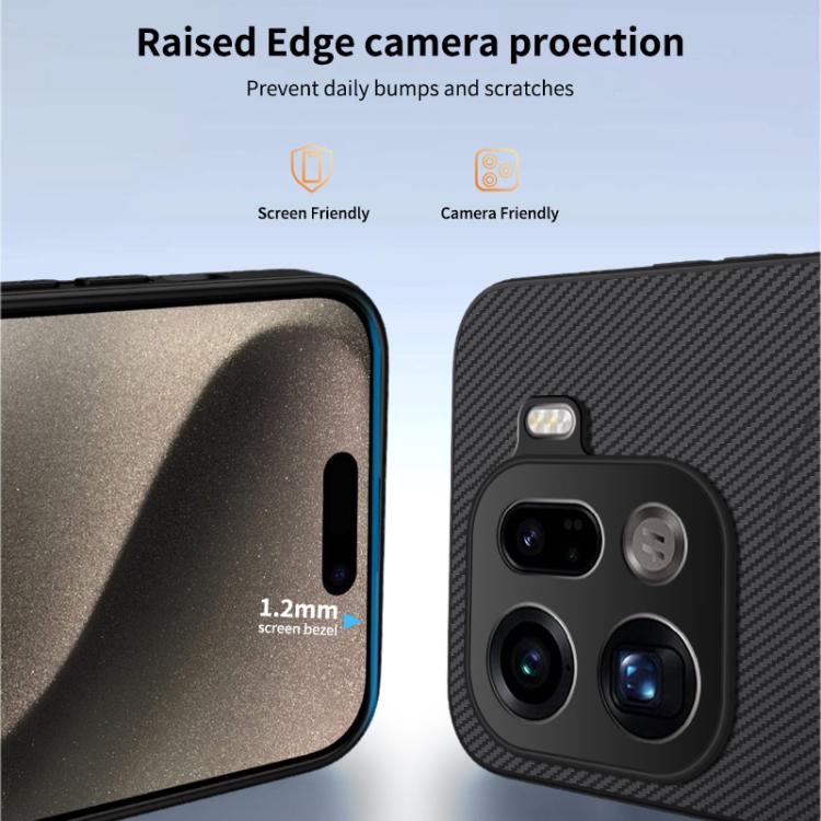 For OPPO Find X9 Pro 5G WANLONFENG TQ1 Series Magnetic Carbon Fiber Texture Phone Case with 2pcs Screen Films