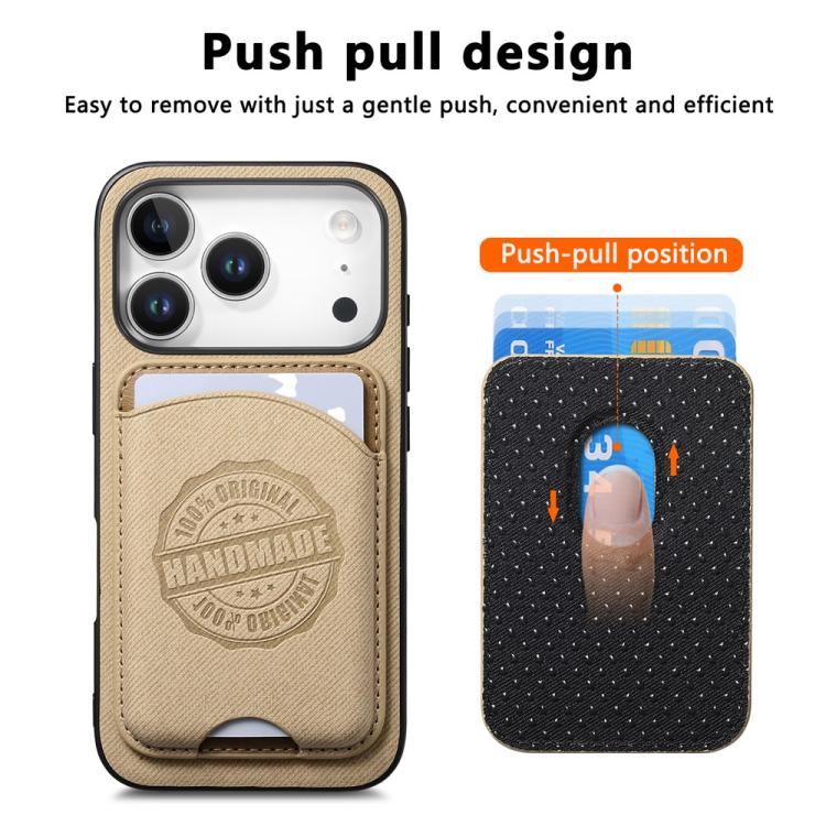 For iPhone 16e / 17e Twill Texture Vegan Leather Magnetic Phone Cover with Detachable Card Holder