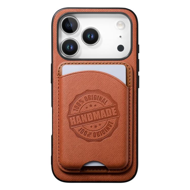 For iPhone 17 Pro Max Twill Texture Vegan Leather Magnetic Phone Cover with Detachable Card Holder