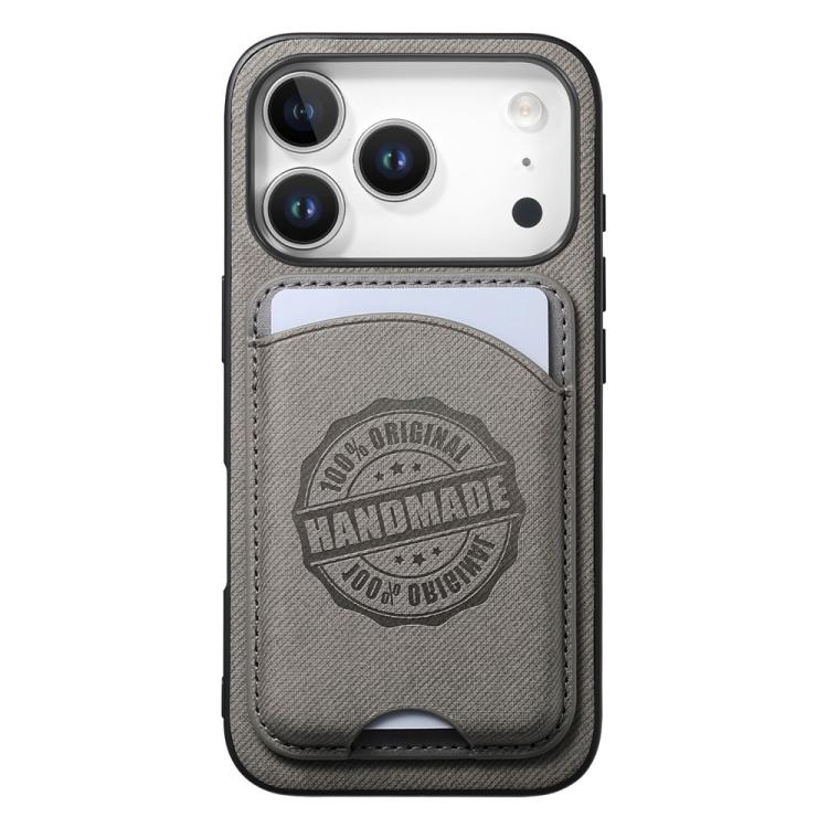 For iPhone 17 Pro Max Twill Texture Vegan Leather Magnetic Phone Cover with Detachable Card Holder