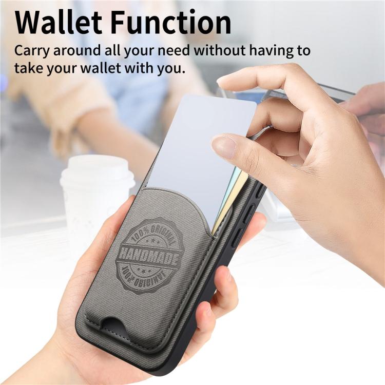 For iPhone 17 Pro Max Twill Texture Vegan Leather Magnetic Phone Cover with Detachable Card Holder