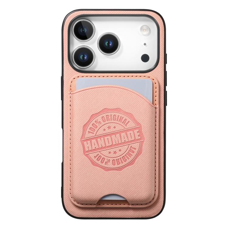 For iPhone 17 Pro Max Twill Texture Vegan Leather Magnetic Phone Cover with Detachable Card Holder