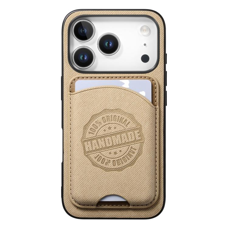 For iPhone 17 Pro Max Twill Texture Vegan Leather Magnetic Phone Cover with Detachable Card Holder
