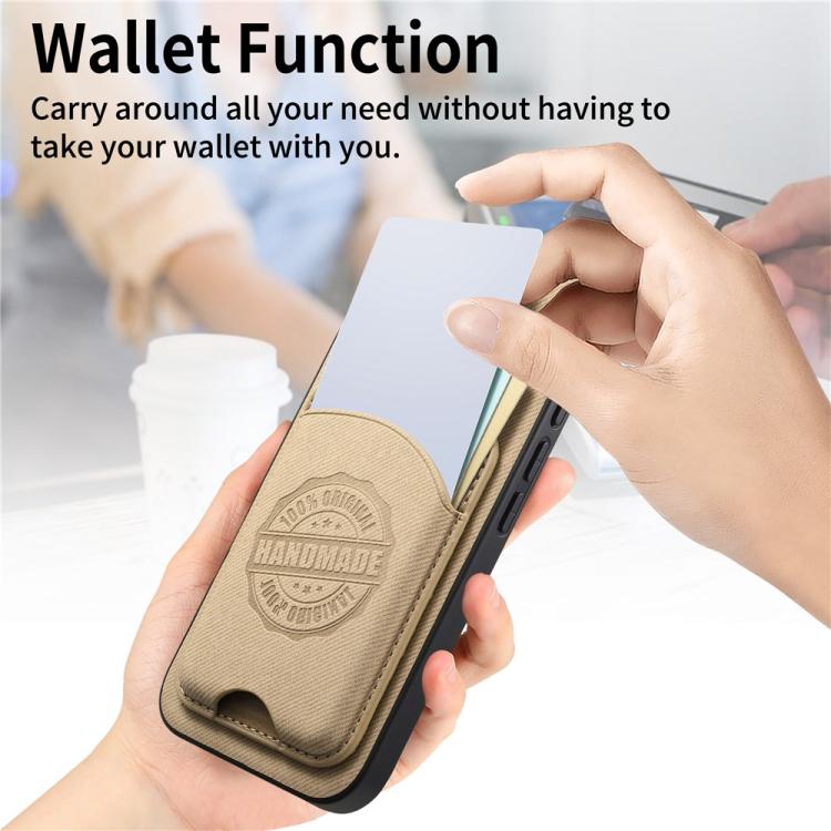 For iPhone 17 Pro Max Twill Texture Vegan Leather Magnetic Phone Cover with Detachable Card Holder