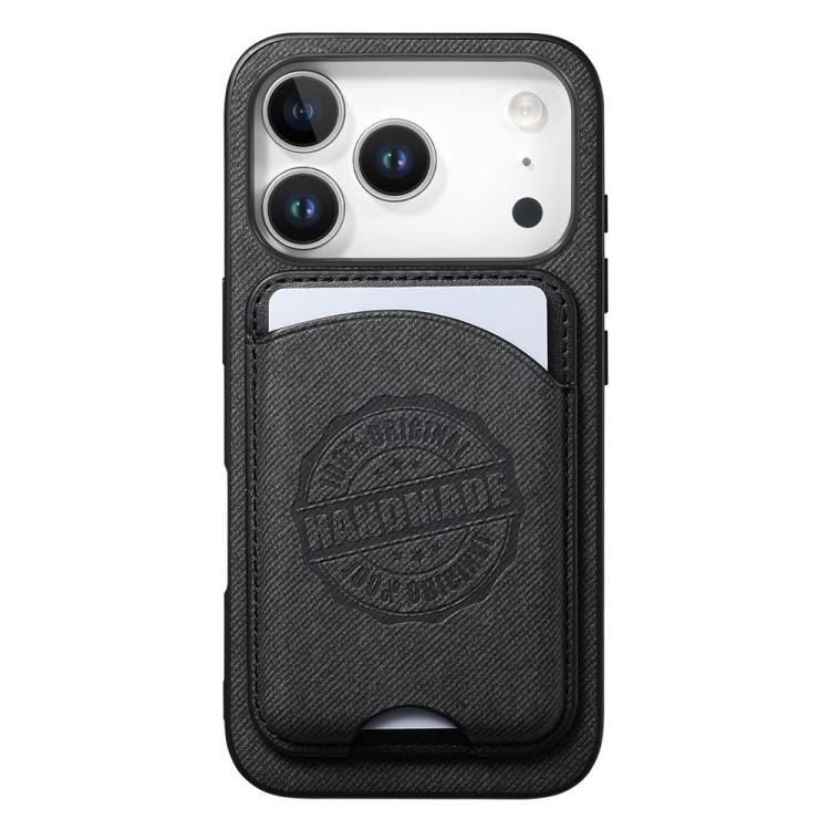 For iPhone 17 Pro Twill Texture Vegan Leather Magnetic Phone Cover with Detachable Card Holder