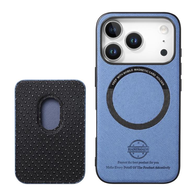 For iPhone 17 Pro Twill Texture Vegan Leather Magnetic Phone Cover with Detachable Card Holder