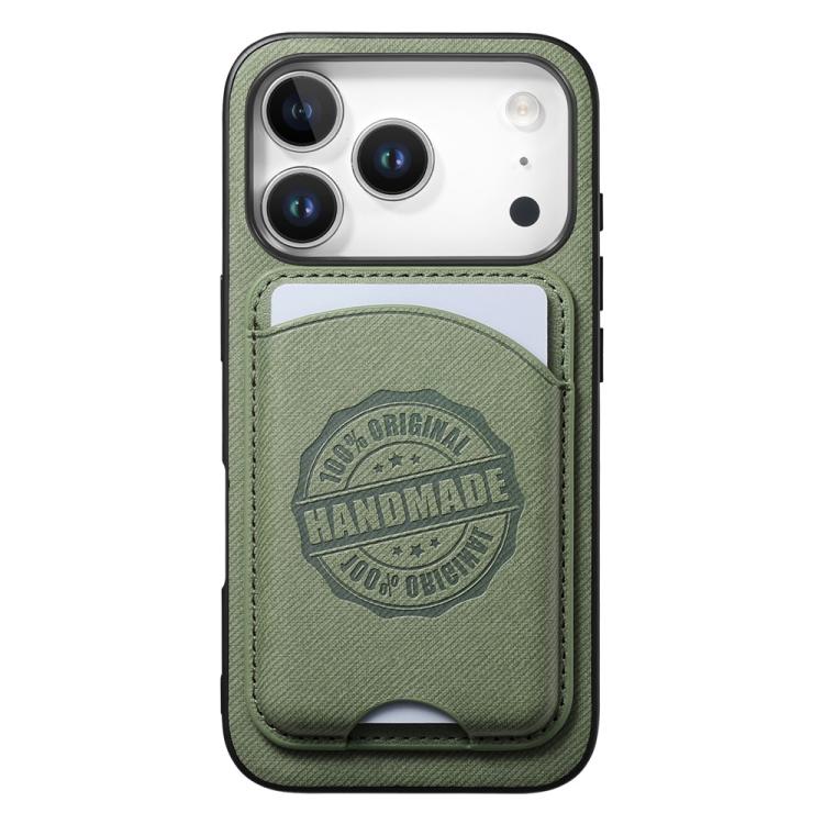For iPhone 17 Pro Twill Texture Vegan Leather Magnetic Phone Cover with Detachable Card Holder