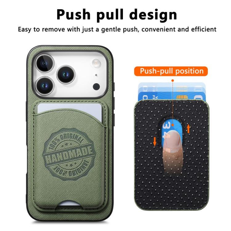 For iPhone 17 Twill Texture Vegan Leather Magnetic Phone Cover with Detachable Card Holder