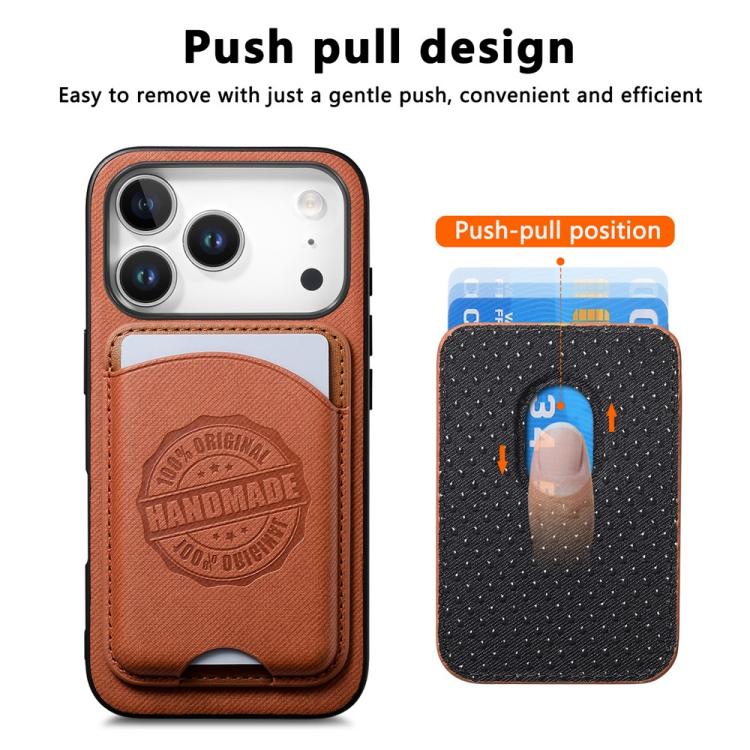 For iPhone 17 Twill Texture Vegan Leather Magnetic Phone Cover with Detachable Card Holder