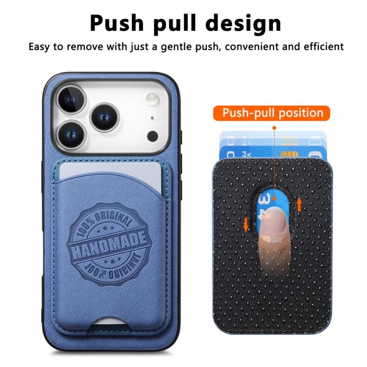 For iPhone 16 Pro Max Twill Texture Vegan Leather Magnetic Phone Cover with Detachable Card Holder
