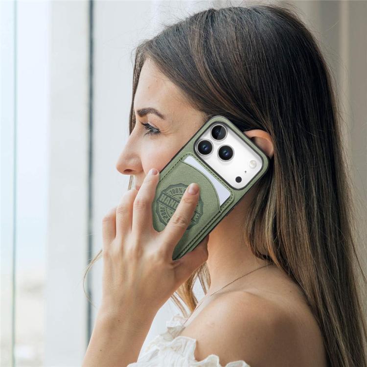 For iPhone 16 Pro Max Twill Texture Vegan Leather Magnetic Phone Cover with Detachable Card Holder