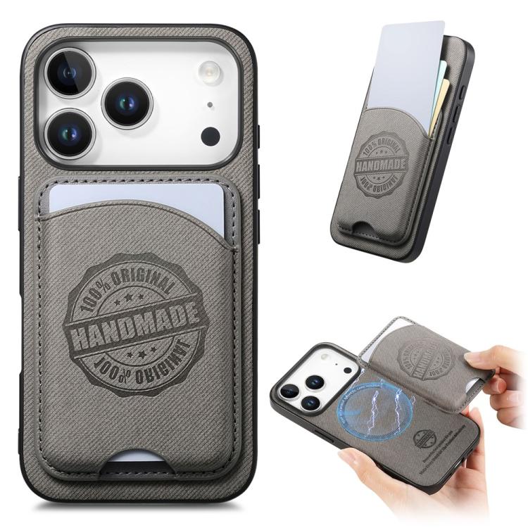 For iPhone 16 Plus Twill Texture Vegan Leather Magnetic Phone Cover with Detachable Card Holder