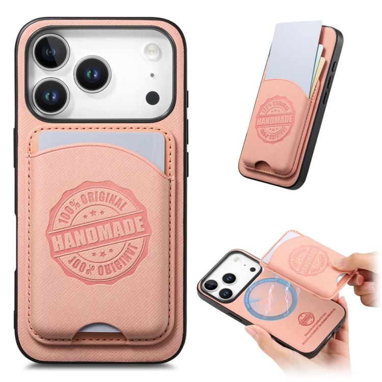 For iPhone 16 Plus Twill Texture Vegan Leather Magnetic Phone Cover with Detachable Card Holder