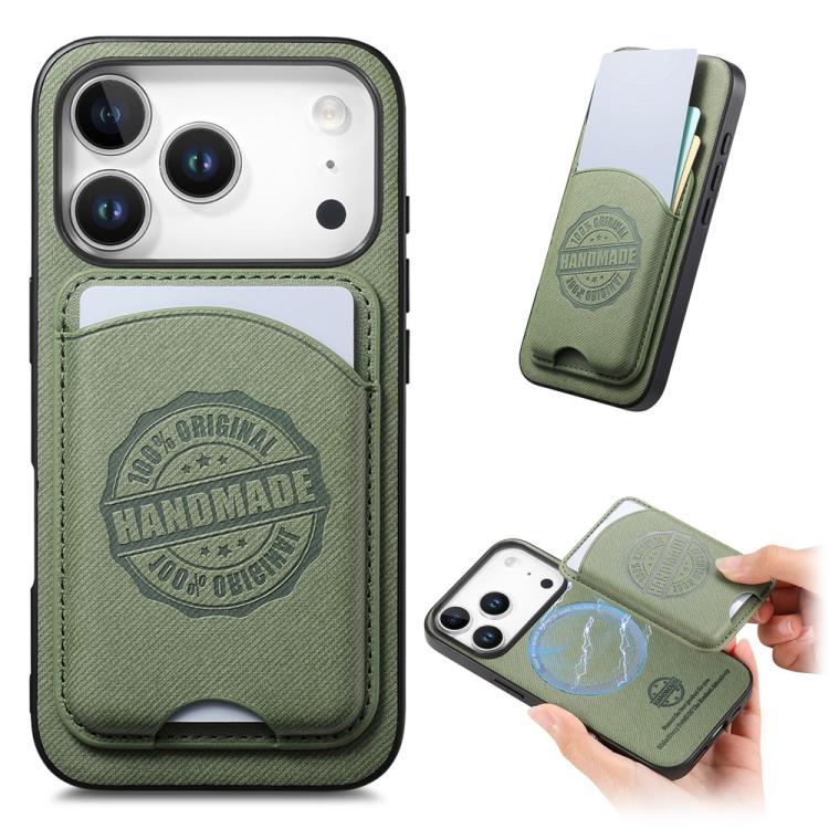 For iPhone 15 Plus Twill Texture Vegan Leather Magnetic Phone Cover with Detachable Card Holder
