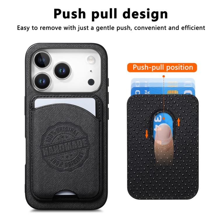 For iPhone 14 Plus Twill Texture Vegan Leather Magnetic Phone Cover with Detachable Card Holder