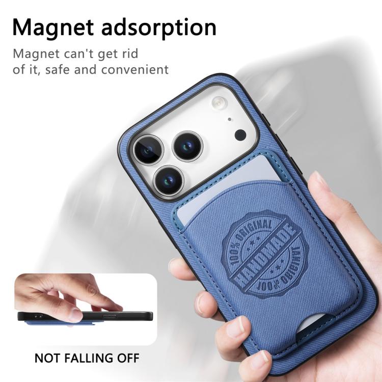 For iPhone 14 Twill Texture Vegan Leather Magnetic Phone Cover with Detachable Card Holder