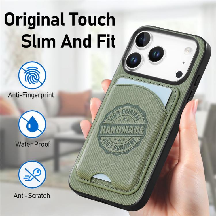 For iPhone 14 Twill Texture Vegan Leather Magnetic Phone Cover with Detachable Card Holder