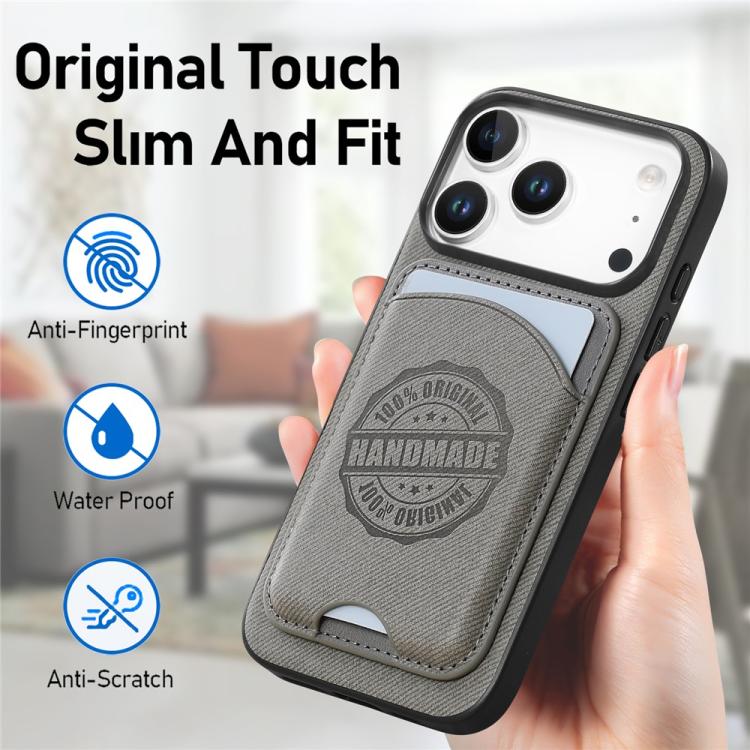 For iPhone 14 Twill Texture Vegan Leather Magnetic Phone Cover with Detachable Card Holder