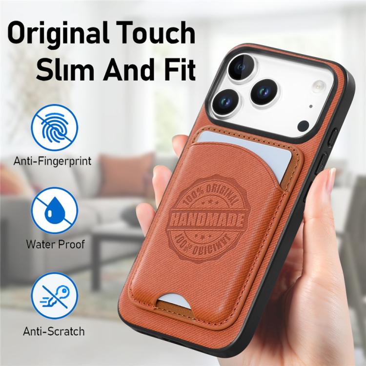 For iPhone 14 Pro Twill Texture Vegan Leather Magnetic Phone Cover with Detachable Card Holder