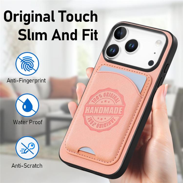 For iPhone 14 Pro Twill Texture Vegan Leather Magnetic Phone Cover with Detachable Card Holder