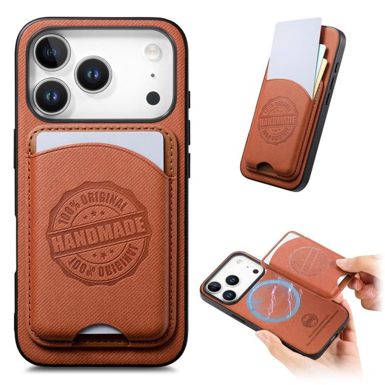 For iPhone 13 Pro Twill Texture Vegan Leather Magnetic Phone Cover with Detachable Card Holder