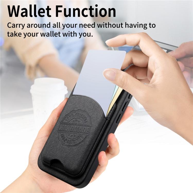 For iPhone 13 Twill Texture Vegan Leather Magnetic Phone Cover with Detachable Card Holder