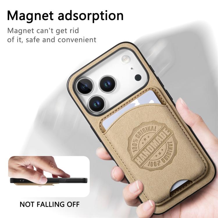 For iPhone 13 Twill Texture Vegan Leather Magnetic Phone Cover with Detachable Card Holder