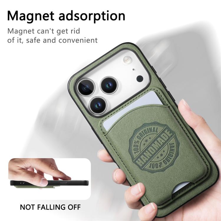 For iPhone 11 Pro Max Twill Texture Vegan Leather Magnetic Phone Cover with Detachable Card Holder