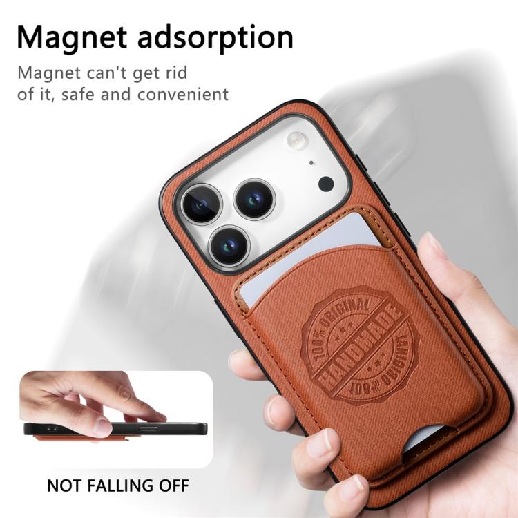For iPhone 11 Twill Texture Vegan Leather Magnetic Phone Cover with Detachable Card Holder