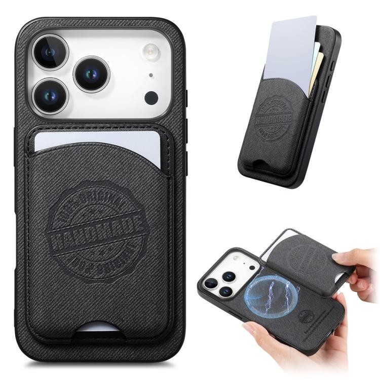 For iPhone 11 Pro Twill Texture Vegan Leather Magnetic Phone Cover with Detachable Card Holder